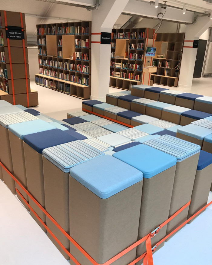 Ich hab mir das Interimsquartier der @muenchner_stadtbibliothek im HP8 angeschaut. Es gibt dort viel